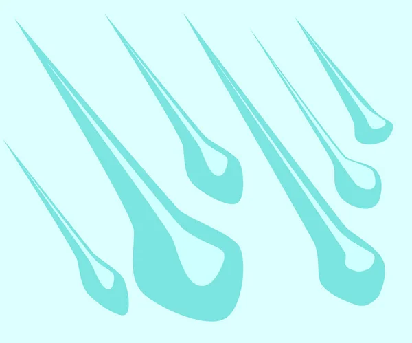 Elongated Drops Rain Set Pale Blue Background — Stock Vector