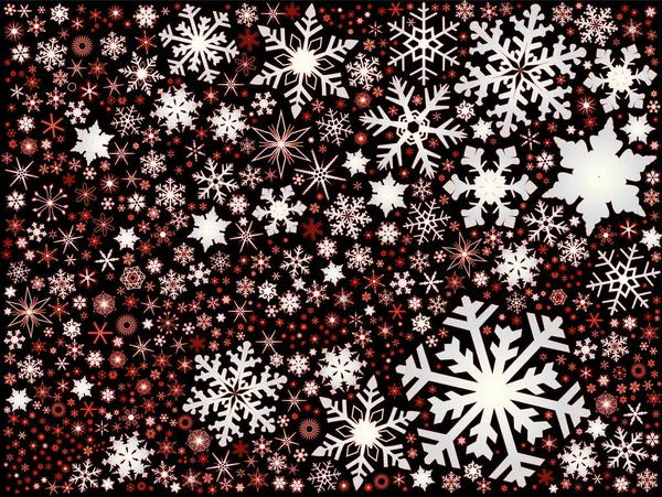 Фонтан Рождественских Снежинок Красным Контуром Черном Фоне — стоковый вектор