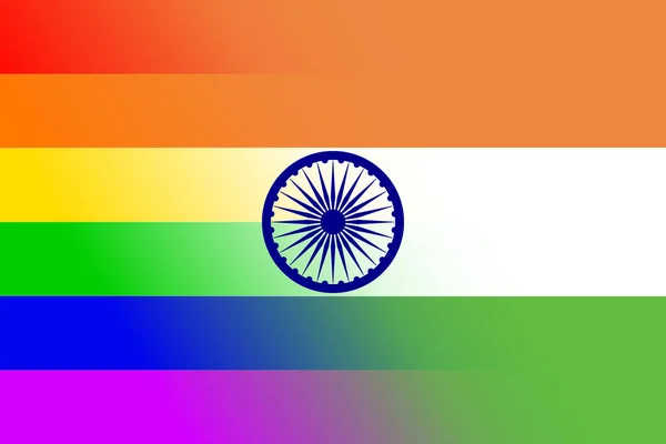 Bandera India Verde Blanco Naranja Con Superposición Bandera Del Arco — Vector de stock