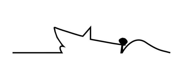 Cartoon Style Black Line Outline Drawing Speedboat Wave — Stock Vector