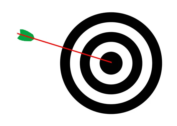 Pijl Raken Van Het Doel Bullseye Bullseye Geïsoleerd Een Witte — Stockvector