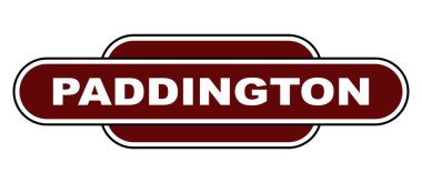 Beyaz bir arkaplan üzerinde Paddington istasyon adı plakası