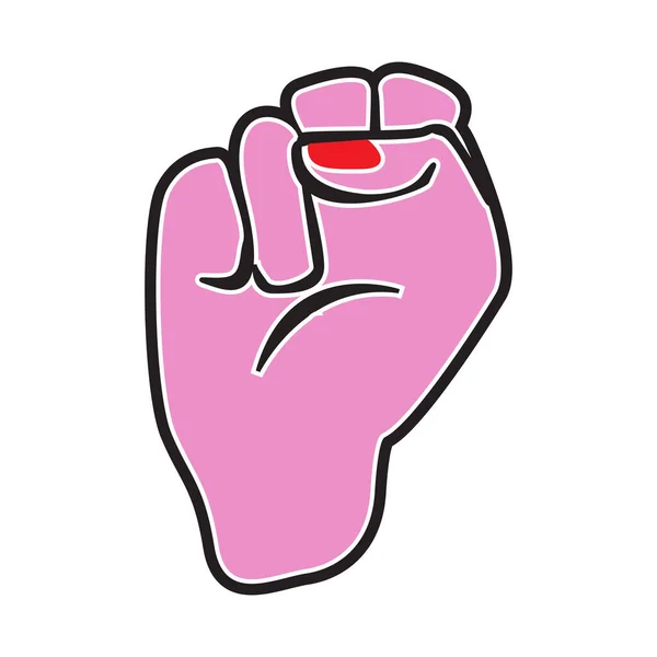 粉红拳头在白色背景上隔离的一种黑色的粉红的大拳头 — 图库矢量图片