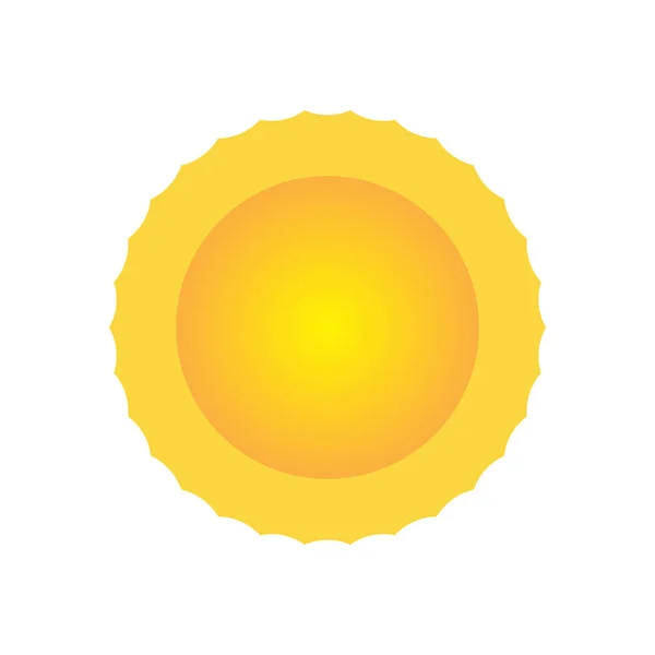 Kreslený Styl Žluté Slunce Nad Bílým Pozadím — Stockový vektor