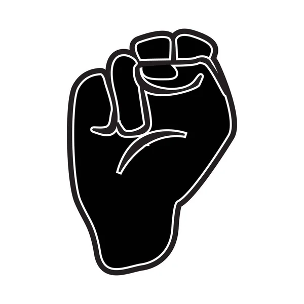 Power Fist Solid Black Color White Outline Isolated White Background — Stock Vector