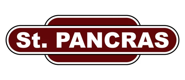 Beyaz Bir Arkaplan Üzerinde Bir Pancras Istasyon Adı Plakası — Stok Vektör