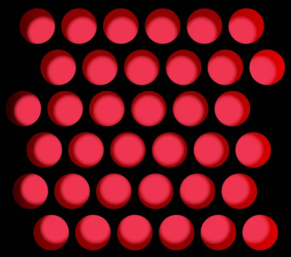 Ein Satz Löcher Mit Rot Auf Einer Schwarzen Platte — Stockvektor