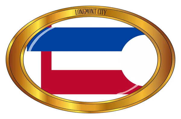 Die Flagge Der Stadt Longmont Bundesstaat Colorado Einem Goldenen Oval — Stockvektor