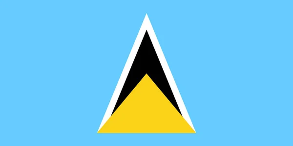 Bandiera Santa Lucia Blu Pallido Con Triangoli Neri Bianchi Oro — Vettoriale Stock