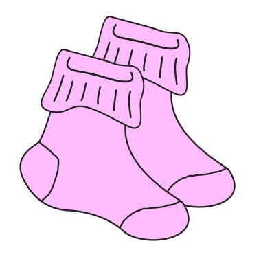 Beyaz arka planda izole edilmiş pembe bir çift çorap.