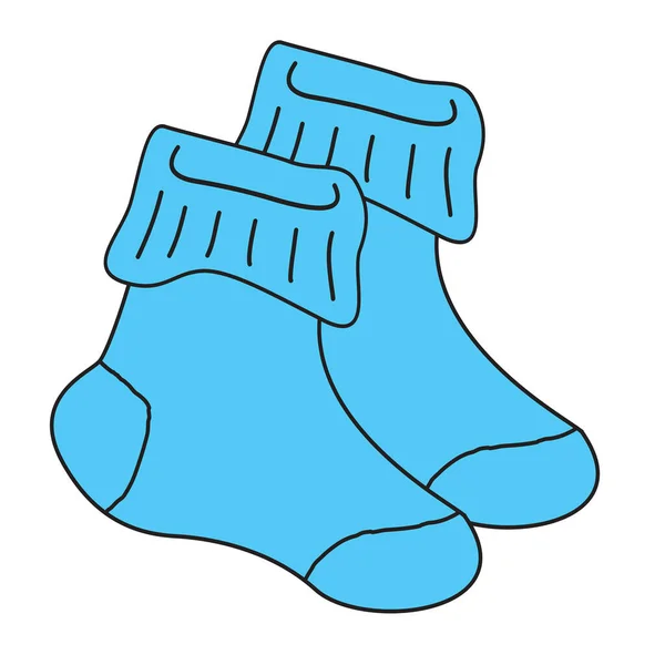 Modrý Pár Kreslených Ponožek Izolovaných Bílém Pozadí — Stockový vektor