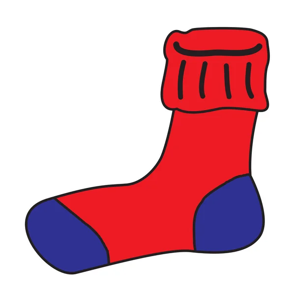 Red Blue Cartoon Sock Isolated White Background — Stock vektor