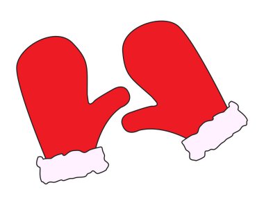 Beyaz arka planda izole edilmiş kırmızı yün eldivenler.