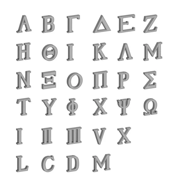 Die Buchstaben Des Griechischen Alphabets Mit Zahlen — Stockvektor