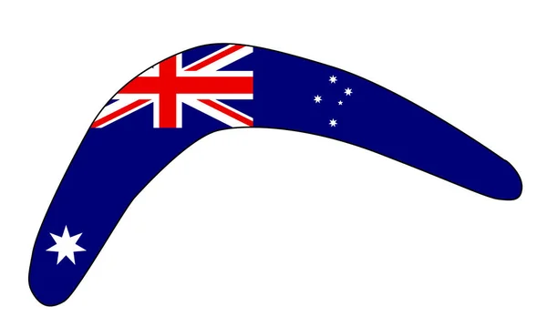 Australian Flag Icons Set Typical Boomerang Silhouette White Background — Stock Vector