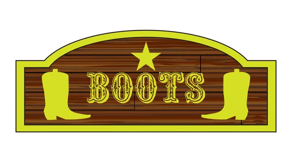 Pair Cowboy Boot Silhouette Boots Store Sign — Vettoriale Stock