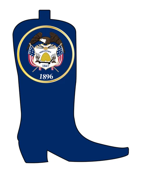 Иконки Флага Штата Юта Установленные Типичный Контур Ковбойских Ботинок Изолировали — стоковый вектор