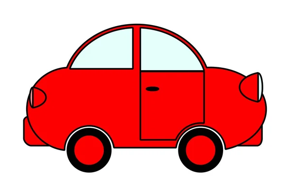 Ein Rotes Auto Cartoon Stil Vor Weißem Hintergrund — Stockvektor