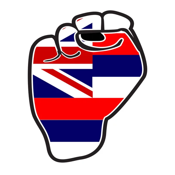Black Outline Power Fist Hawaii State Flag Icons Isolated White — Stockový vektor