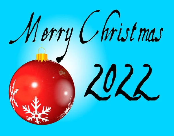 Christmas Card Merry Christmas 2022 Text Featuring Glossy Christmas Decoration — Stock vektor