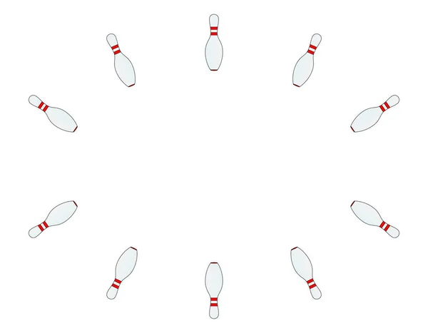 Ten Pins Set Out Ten Pin Background White Backdrop — Stock vektor