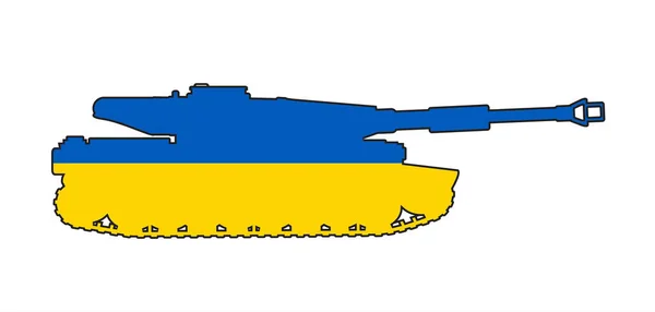 Silhouette Generecic Modern Style Battle Tank Ukraine Flag Inset — Vetor de Stock