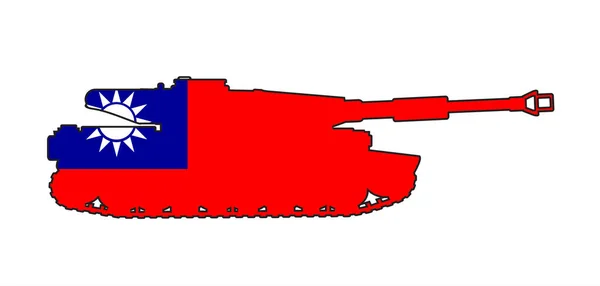 Silhouette Generecic Modern Style Battle Tank Taiwan Flag Inset — Stockový vektor