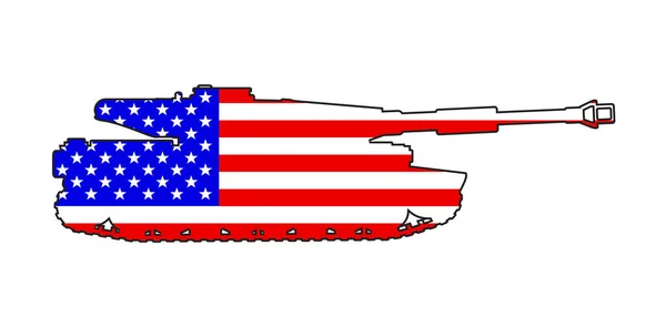 Silhouette Generecic Modern Style Battle Tank United States America Flag — Stok Vektör