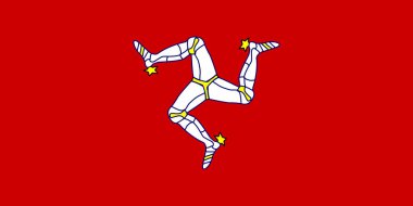 The flag of the Isle Of Man a self-governing British Crown dependency in the Irish Sea