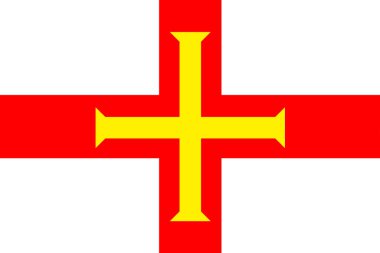 The flag of the Guernsey island near the coast of France