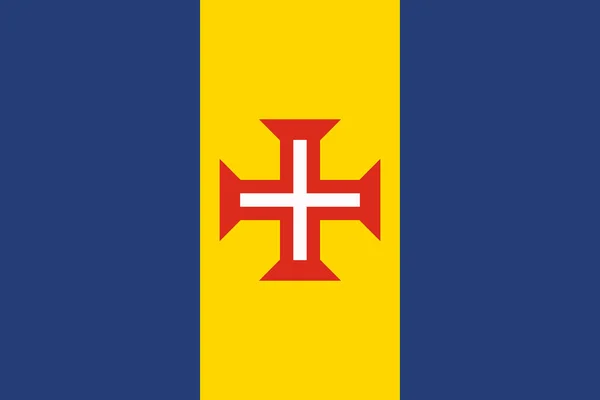 Flag Madeira Autonomous Region Country Portugal Red White Blue Yellow — стоковый вектор