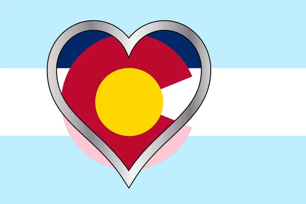 Flag Usa State Colorado Set Metal Heart — Image vectorielle