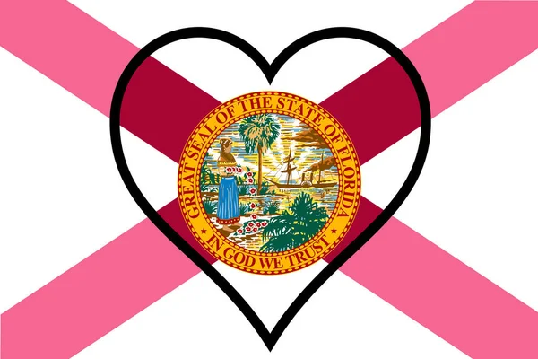 Flag Usa State Florida Heart — Stockvektor