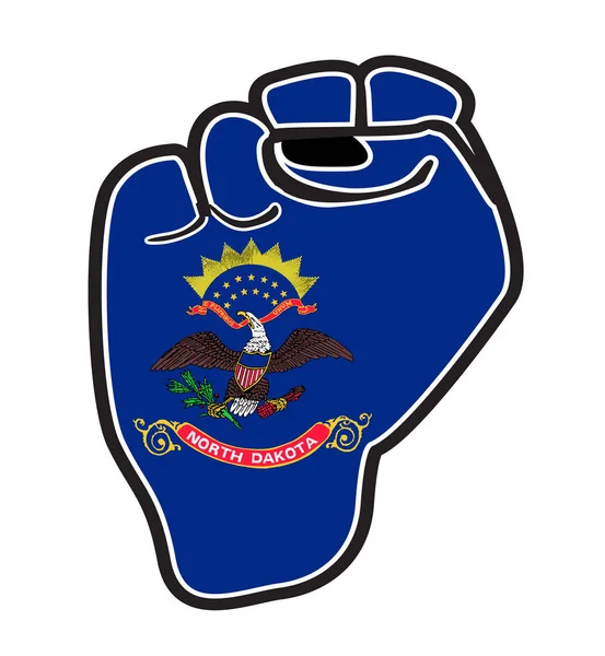 Black Outline Power Fist North Dakota State Flag Icons Isolated — Stockvector