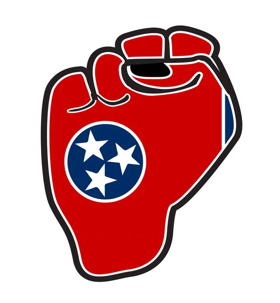 Black Outline Power Fist Tennessee State Flag Icons Isolated White — Stockvector