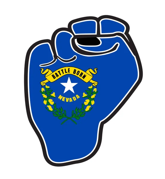 Black Outline Power Fist Nevada State Flag Icons Isolated White — 스톡 벡터