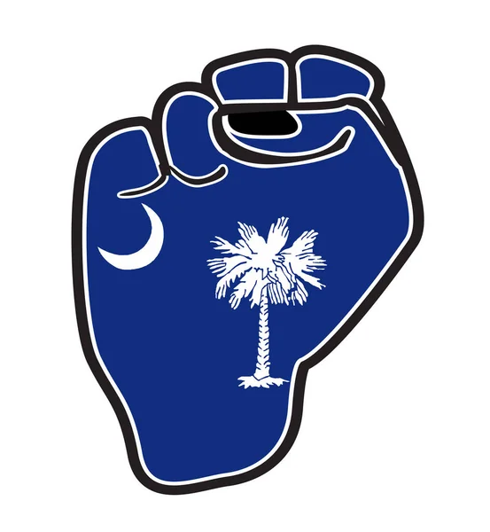 Black Outline Power Fist South Carolina State Flag Icons Isolated — Vetor de Stock