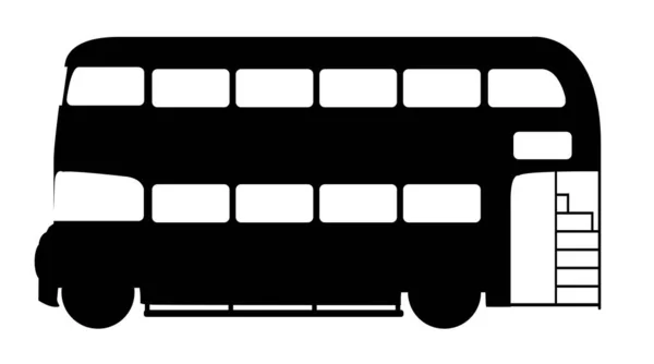 Big Double Decker Cartoon Style London Bus Silhopuette White Background — Image vectorielle