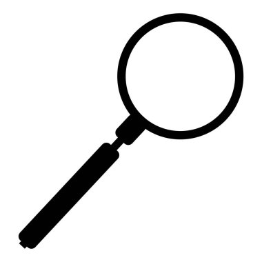 A detective style magnifying glass silhouette isolated on a white background