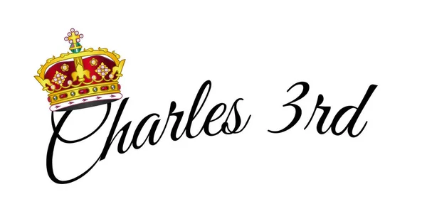 Charles Troisième Script Avec Couronne Dorée Sur Fond Blanc — Image vectorielle