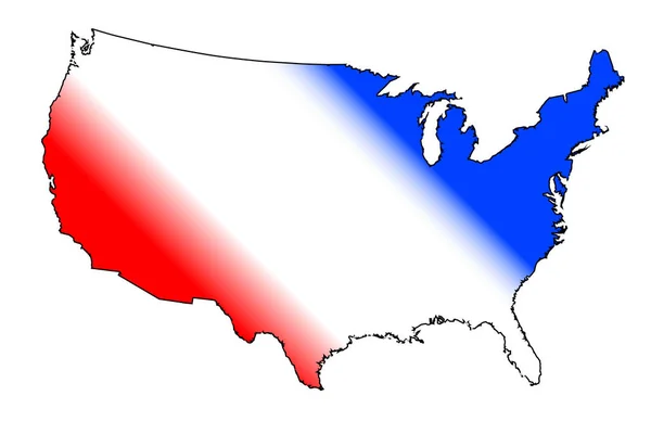 Mapa Vermelho Branco Azul Silhueta Dos Estados Unidos América Sobre —  Vetores de Stock