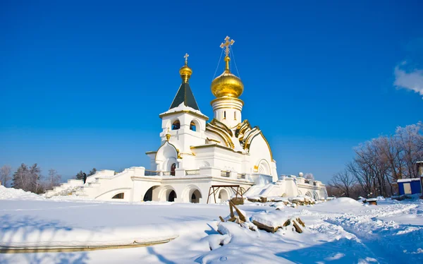 Rusland. winter tempel van de seraf sarovskogo Stockafbeelding