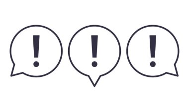 Dikkat sembolü, önemli ve uyarı. Konuşma balonu şeklinde ünlem işareti