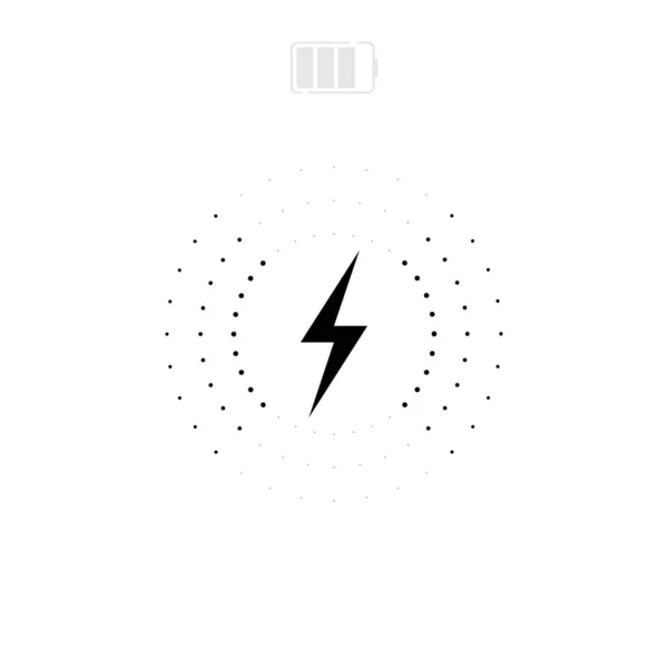 Icona Del Caricabatterie Wireless Fulmine Energia Vettoriale Simbolo Cerchi Carica — Vettoriale Stock