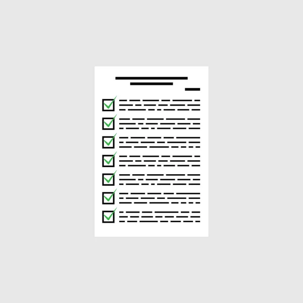 Ερωτηματολόγιο Μορφή Λίστας Ελέγχου Κείμενο Και Πράσινα Σήματα Απάντησης Εικονογράφηση — Διανυσματικό Αρχείο