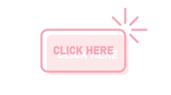 Haz Clic Aquí Botón Forma Redondeada Rosa Con Trazo Fácil — Archivo Imágenes Vectoriales