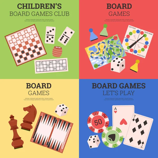 Conjunto de ícones de jogos de tabuleiro. xadrez, dominó, cartas de jogo e  dados. atividade de lazer, entretenimento.