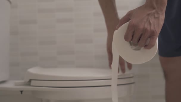 Диарея Проблемы Здоровьем Желудка Взрослого Мужчины Туалете Сильная Боль Животе — стоковое видео