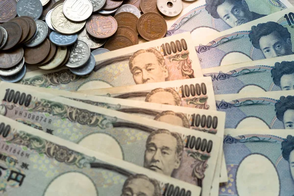 Billetes Yen Japoneses Monedas Yen Japonesas Para Fondo Concepto Dinero — Foto de Stock