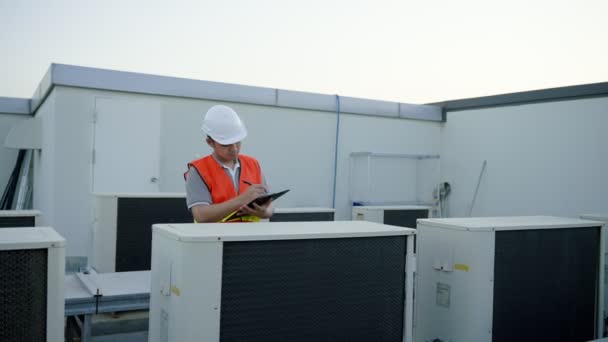 Condição Registro Operador Serviço Público Compressor Reverifique Sistema Refrigeração Fábrica — Vídeo de Stock